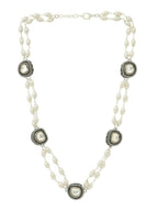 Rhodium Plated Kundan Necklace - Ruby Raang