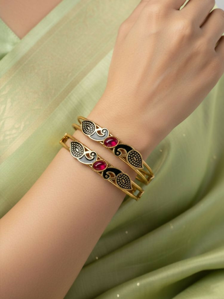 NVR Women Set of 2 Gold Plated Handcrafted Kada Bangle - Distacart