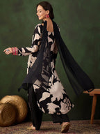 Sangria Printed Kurta & Palazzo With Dupatta