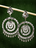 NVR Women's Silver-Toned Mirror Work Oxidised Contemporary Drop Earrings - Distacart