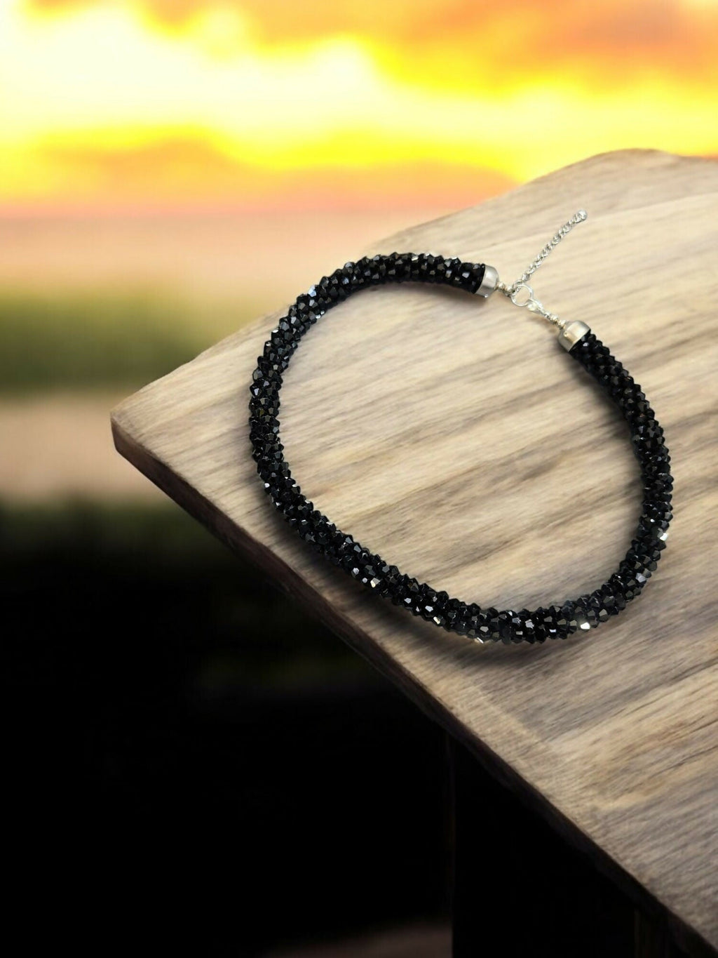 Inhanns Noor-E-Jalwa – Handmade Crystal Bead Necklace -Adjustable - Black Only Necklace