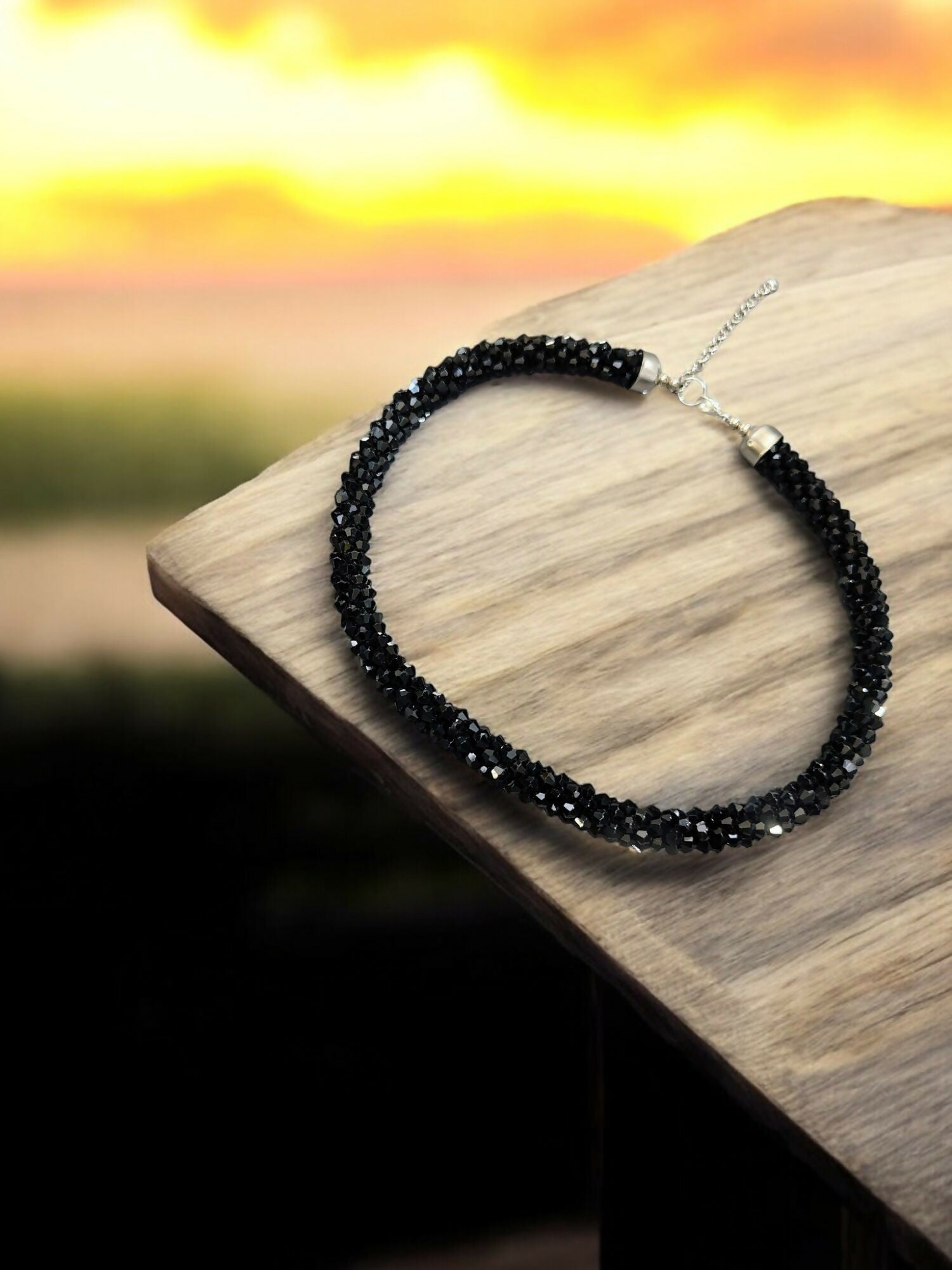 Inhanns Noor-E-Jalwa – Handmade Crystal Bead Necklace -Adjustable - Black Only Necklace