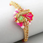 Delightful Pink Zardosi Rakhi & Kaju Katli Box - Distacart