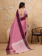 Shree Shyam Fashion Rani Pink Linen Saree - Distacart