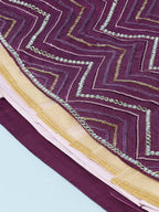 House of Panchhi Women Lavender Net Zig-Zag Embroideried Lehenga, Blouse & Dupatta