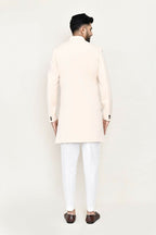 Joban Fashion Cream Colored Terry Rayon Fabric Indo Western With Straight Fit Pant