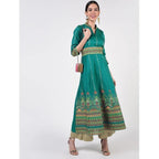 Cheera Women's Hand Block Print Ghagra Style Anarkali Kurta (CH038K)