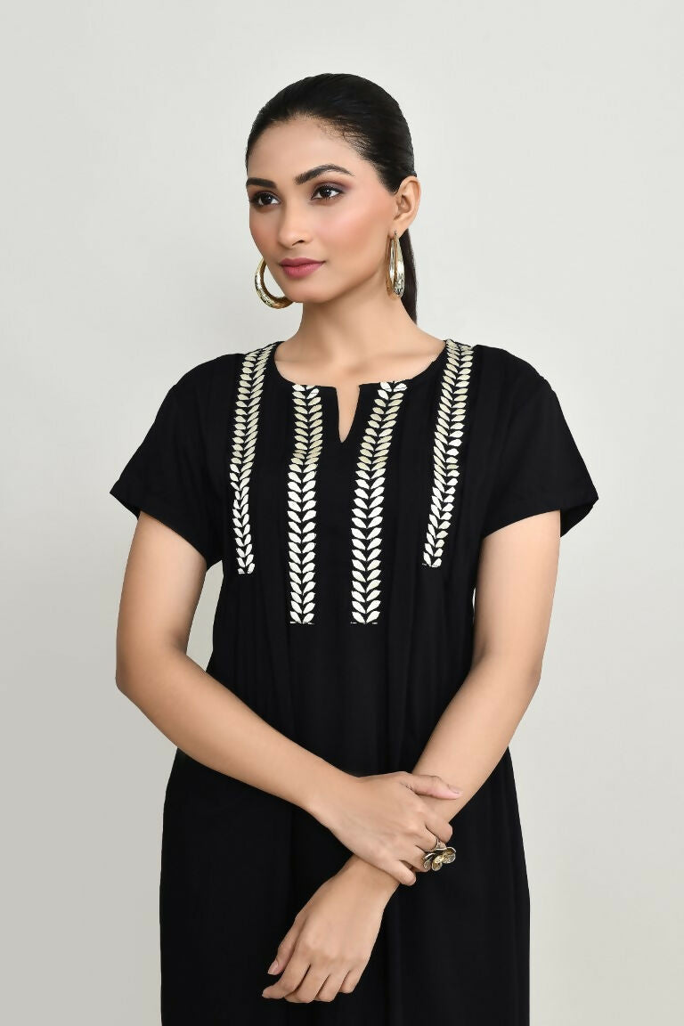 Joban Fashion Black Rayon Kurta Set