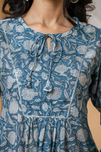 Joban Fashion Blue Floral Hand Block Printed Cotton Co-Ord Set - Distacart