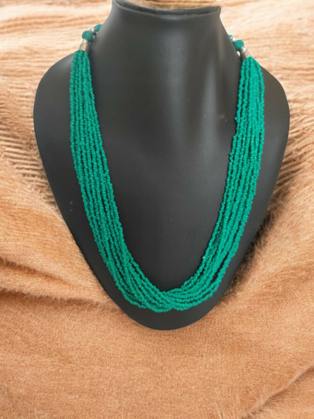 Inhanns Bloom Handmade Beaded Only Necklace - 12 Layers - Sea Green Necklace