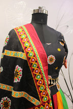 Multi Color Pure Cotton Hand Block Print Navratri Lehenga Choli with Dupatta - Raas