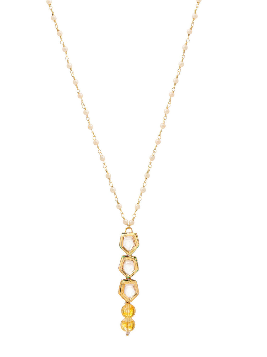 Ruby Raang Yellow Citrine Kundan Necklace