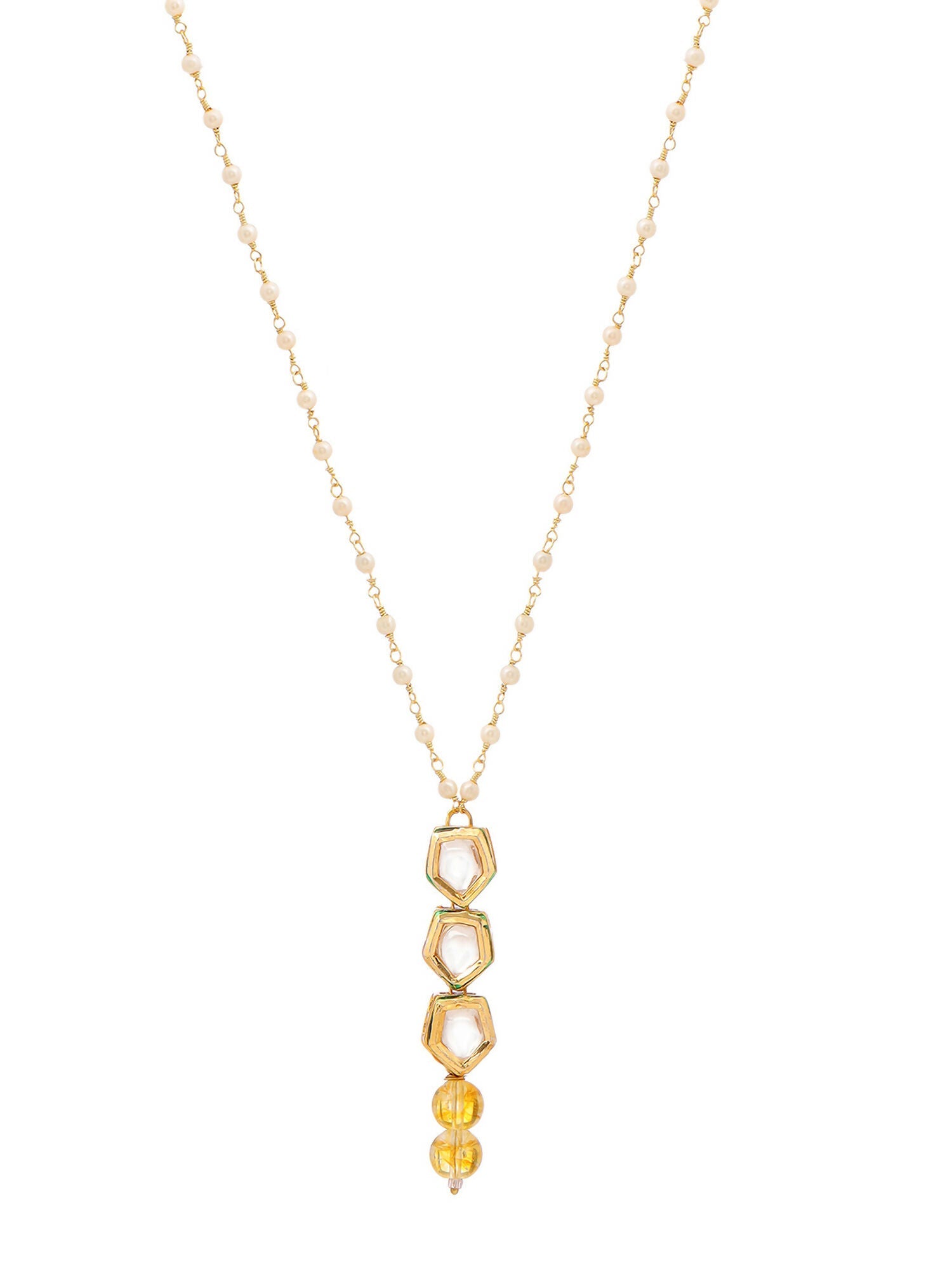 Ruby Raang Yellow Citrine Kundan Necklace