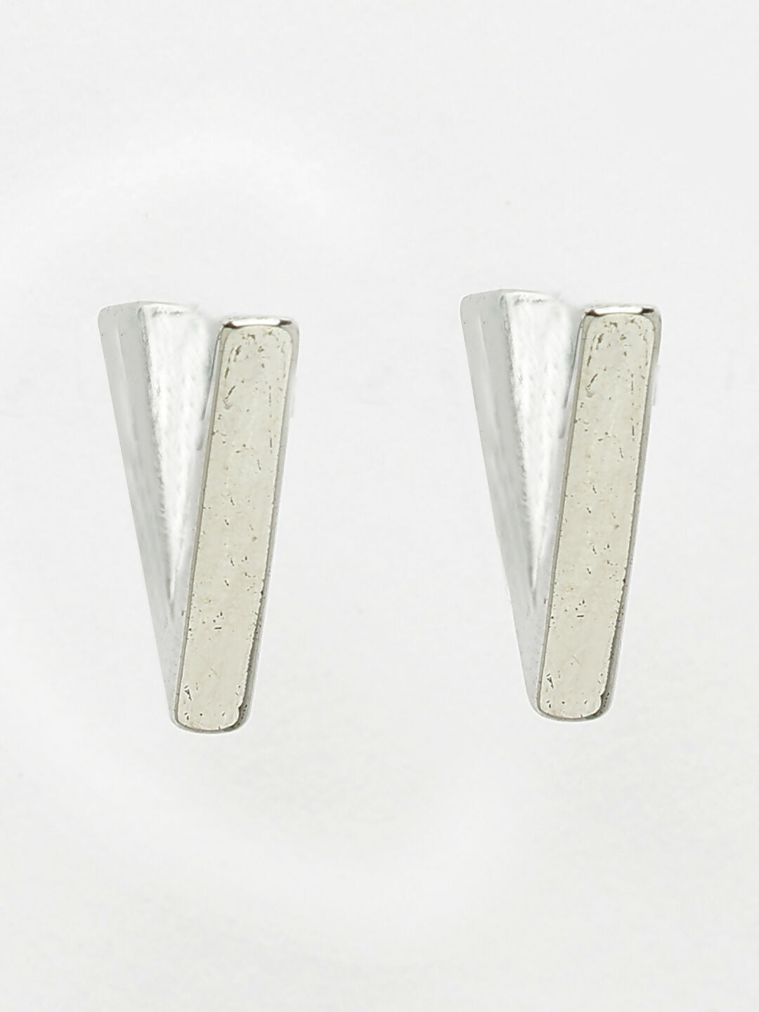 NVR Men's Silver-Plated Geometric Shape Stainless Steel Studs Earring - Distacart