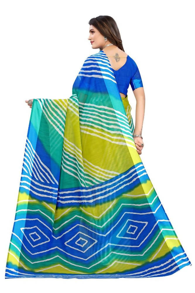 Vamika Blue Linen Satin Border Saree
