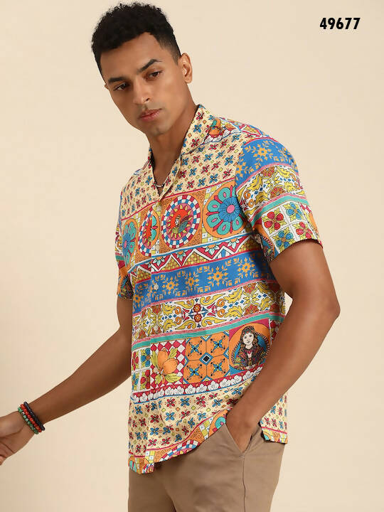Multicoloured Relaxed Opaque Printed Casual Resort Shirt - Mahotsav