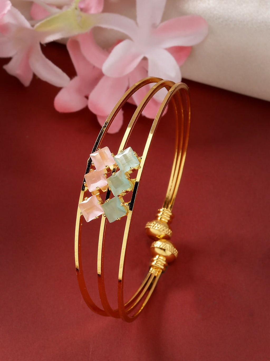 NVR Women's Gold-Polished CZ Stone-Studded Cuff Bracelet - Distacart