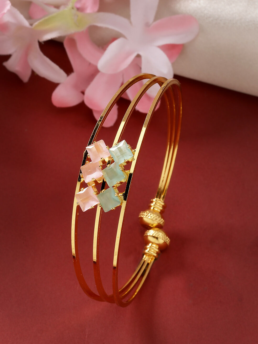 NVR Women's Gold-Polished CZ Stone-Studded Cuff Bracelet - Distacart