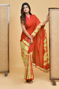 Exclusive Collection Red Light Yellow Beautiful Super Soft Most Comfortable Pure Mul Cotton Saree - Distacart