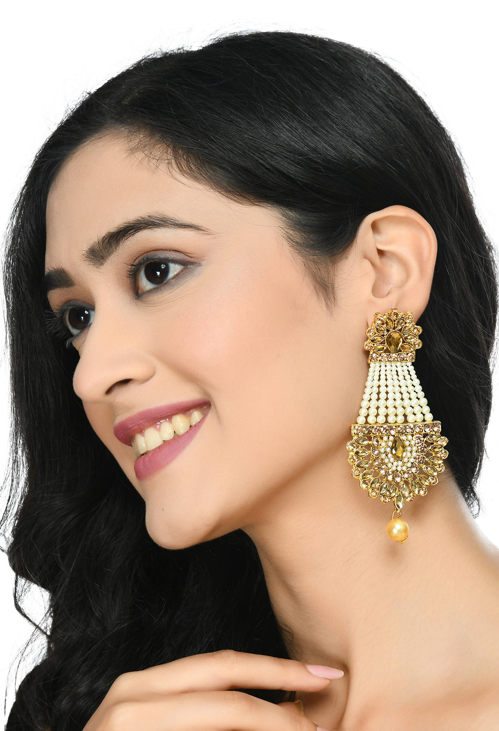 Mominos Fashion Johar Kamal Earrings With Kundan & Pearls Work - Distacart