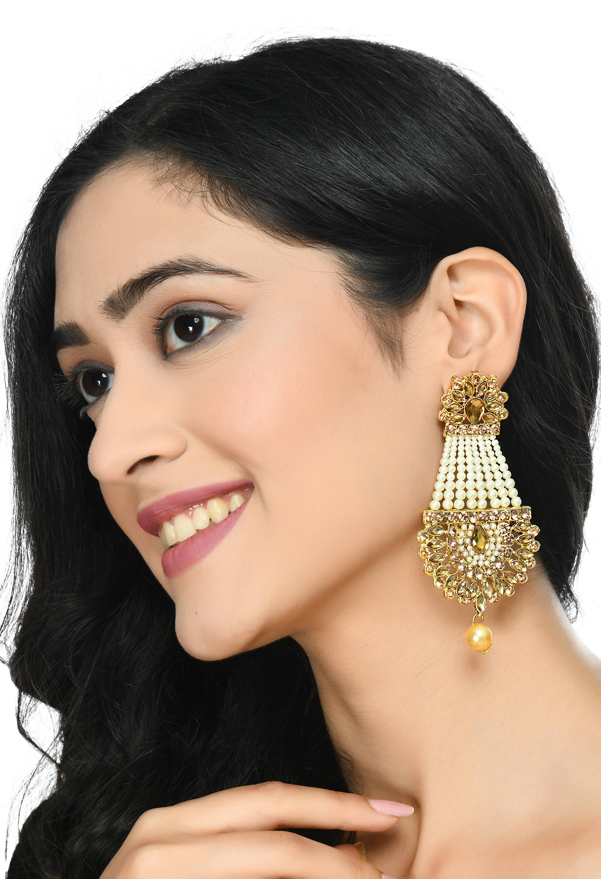 Mominos Fashion Johar Kamal Earrings With Kundan & Pearls Work - Distacart