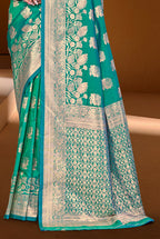 Sangam Prints Turquoise Silk Woven Work Traditional Saree