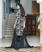 Vaasva Women's Black Crepe Embroidered Suit Set