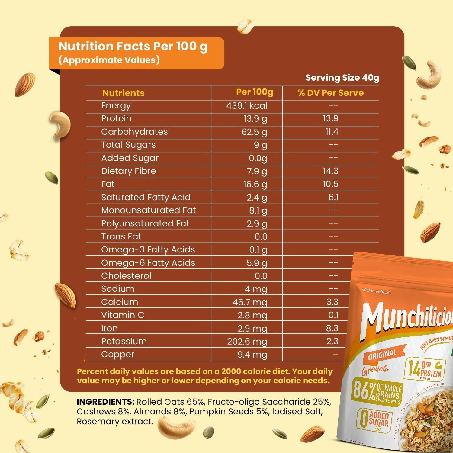 Munchilicious Granola - Original, 80% Seeds & Whole Grains