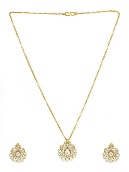 Kundan Antique Finish Earrings and Necklace set - Ruby Raang