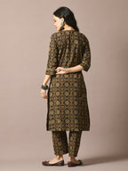 Myshka Women's Multi Printed Cotton Straight Party Kurta Set