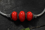 Mominos Fashion Kamal Johar Oxidised Silver With Red Beads Anklets