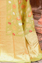 Joban Fashion Light Green Banarasi Katan Pure Handloom Banarasi Silk Saree