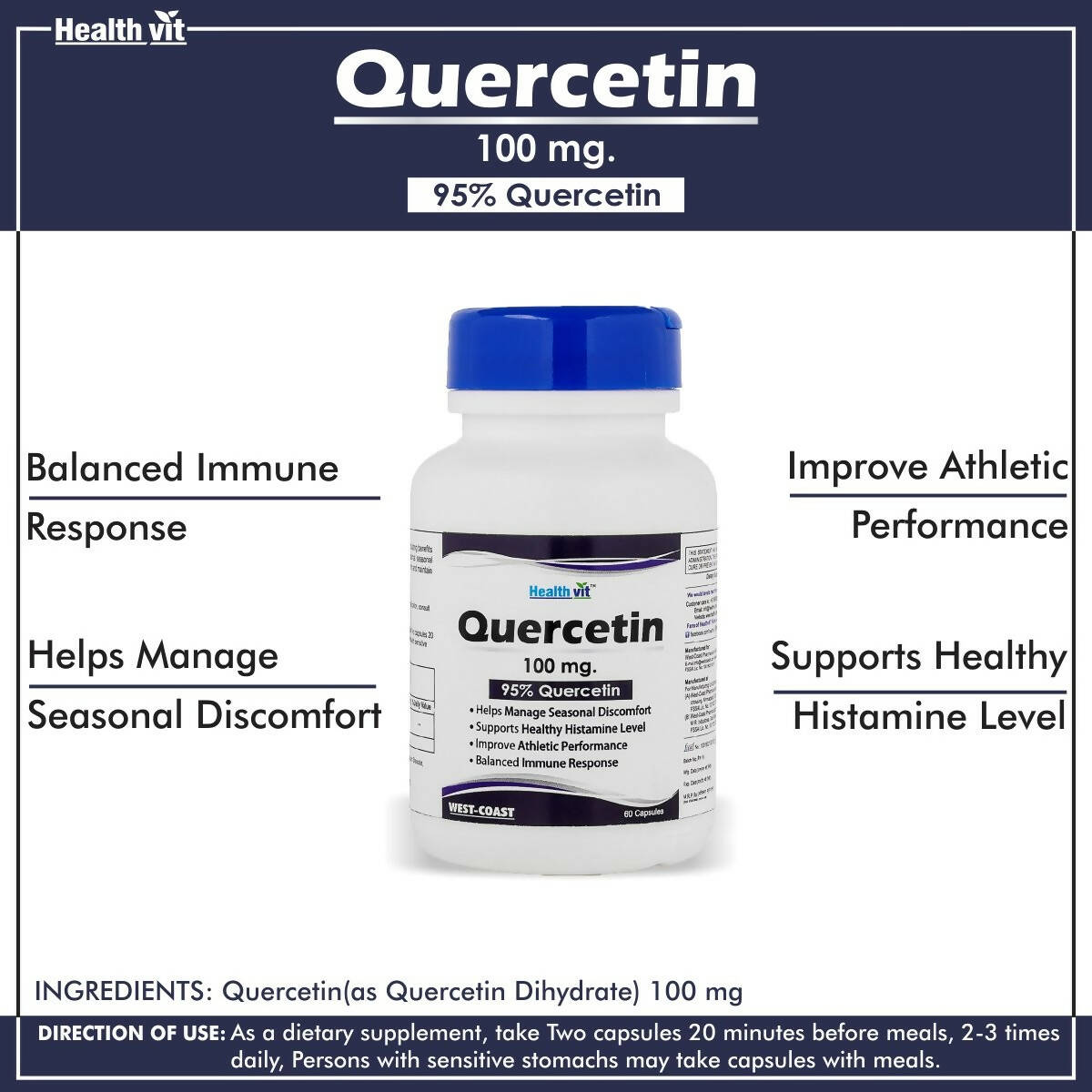 Healthvit Quercetin 100mg Capsules - Distacart
