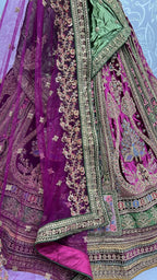 Jyoti Fashion Women's Purple Velvet Fancy Patch, Multi Thread Embroidered, Zircon Diamond, Sequins Work Wedding Lehenga Choli