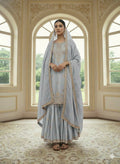 Teeya Creation Grey Color Chinnon Silk Embroidery Work Wedding Wear Salwar Suit - Distacart