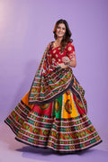 Multi Color Pure Cotton Hand Block Print Navratri Lehenga Choli with Dupatta - Raas