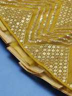 House of Panchhi Mustard Net Sequinse Work Lehenga & Blouse, Dupatta