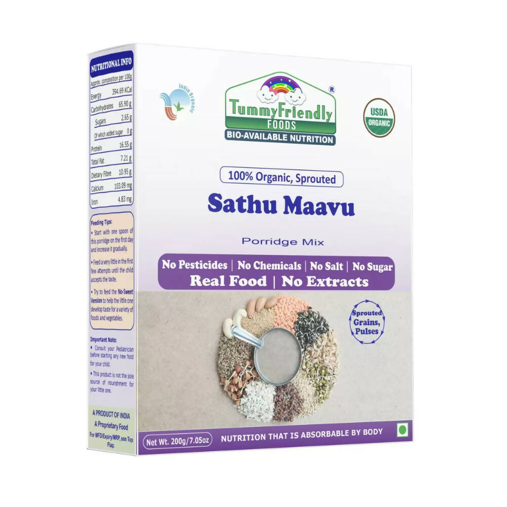 TummyFriendly Foods Stage3 Sprouted Ragi, Brown Rice, Oats, Sathu Maavu, Pulses, Vegetables & Fruit Porridge Mixes For 8 Months - Distacart