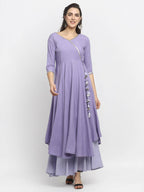 Rudra Bazaar Purple Angrakha Style Flared Kurta With Sharara - Distacart