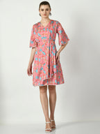 Myshka Women's Pink Printed Dress - Distacart