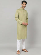 Motif Embroidered Cotton Kurta by Hilo Design