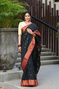 Beatitude Black Cotton Banarasi Saree
