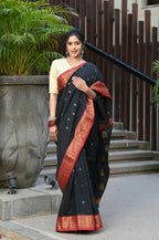 Beatitude Black Cotton Banarasi Saree