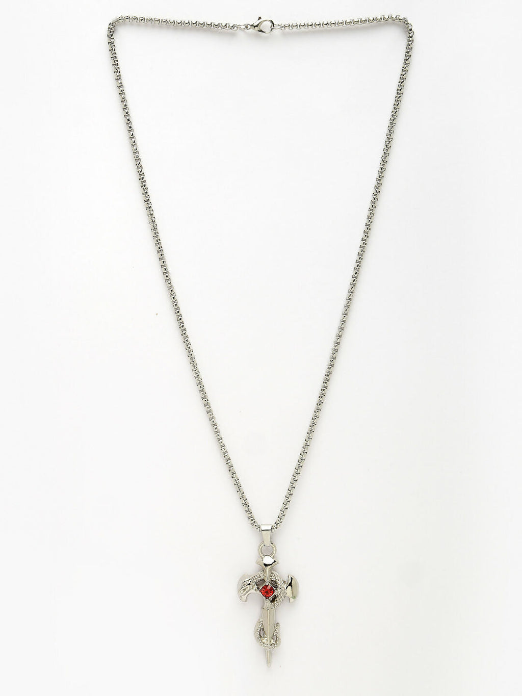 NVR Men's Silver-Plated Stainless Steel Pendant with Chain