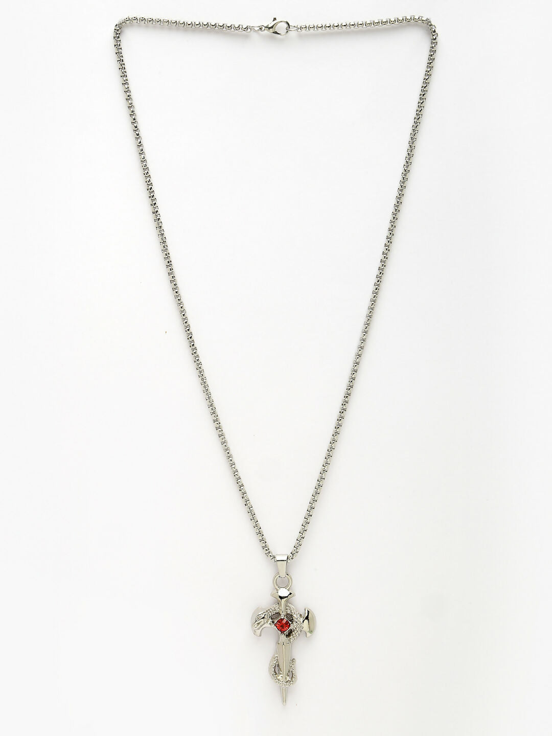 NVR Men's Silver-Plated Stainless Steel Pendant with Chain