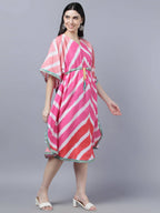 Myshka Women's Multicoloured Striped Kaftan Dress - Distacart
