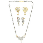 AanyaCentric Gold-Polished Mangalsutra with Pendant, 2 Pair Earrings