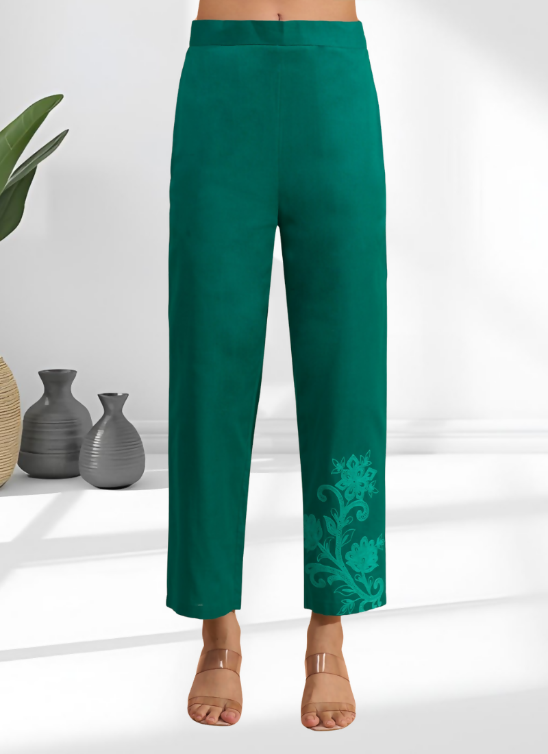 Joban Fashion Green Cotton, Linen Embroidered Readymade Cord Set - Distacart