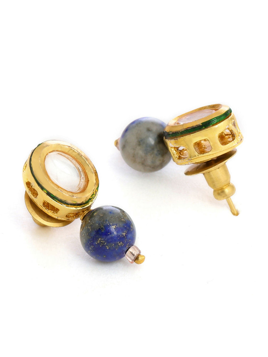 Ruby Raang Blue Lapis Lazuli Kundan Studs - Distacart