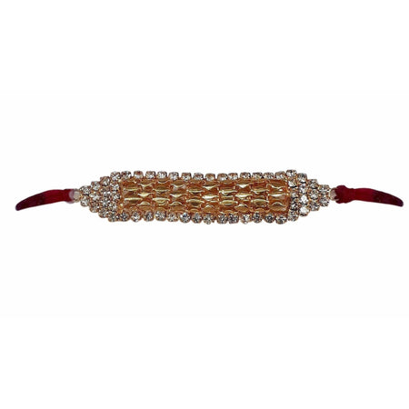 White Stone Border with Gold Color Bracelet Rakhi